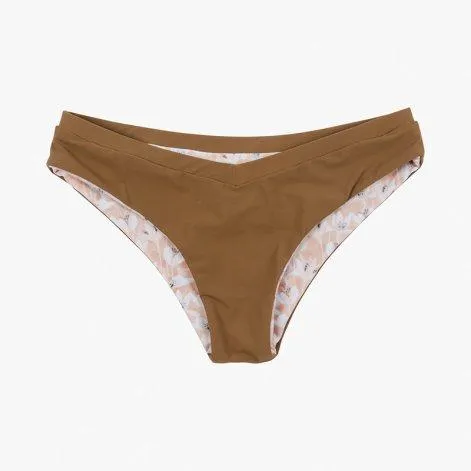 Adult Bikini Pants Gem, Reversible Mocha Flowers - MAIN Design