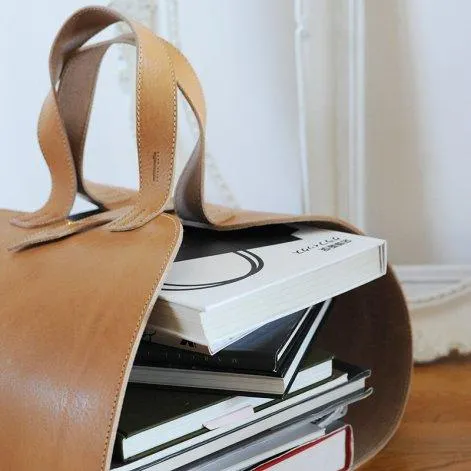 Sac en cuir porte-bagages pour bois & magazines - Fidea Design