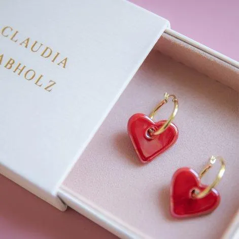 Créoles céramique coeur rouge - Claudia Nabholz