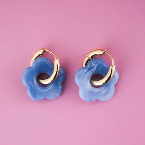 Hoop earrings Big Flower blue - Claudia Nabholz